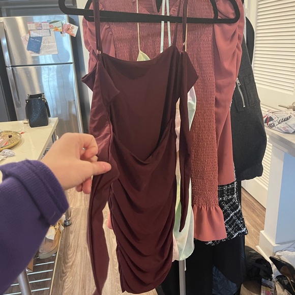 Tiger Mist Women's Red Sunrise Ruched Sleeveless Mini Party Dress Size - Picture 5 of 5